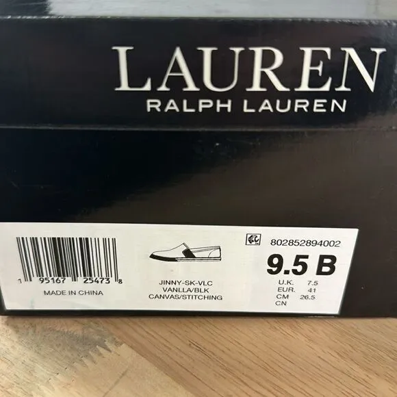 Lauren Ralph Lauren Jinny Sneaker- Vanilla/Black- Size 9.5 B- NIB