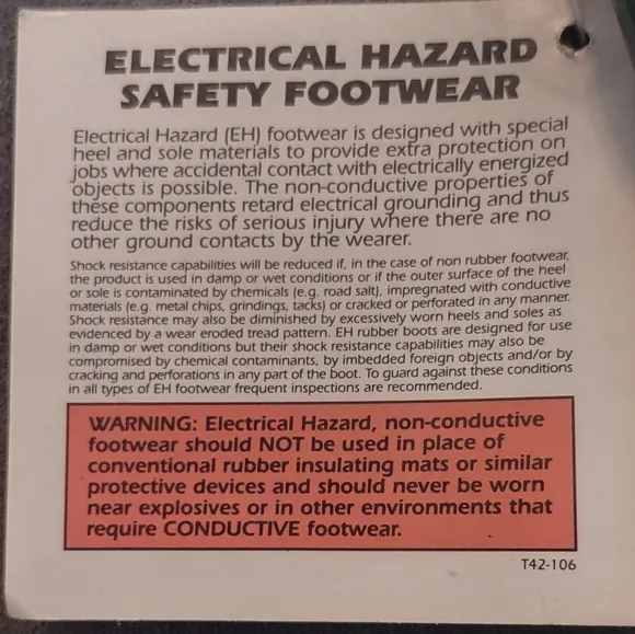 Lehigh Safety rubber work boots elc hazard new sz9 shock proof