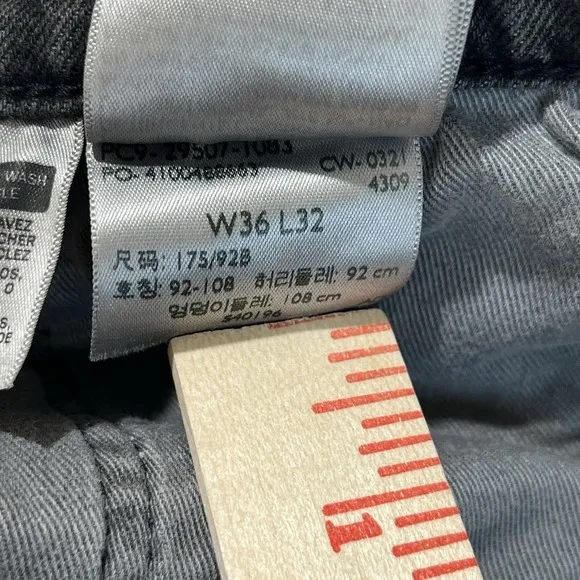 Levi's Premium Big E 502 Washed Black Jeans Mens 36x32