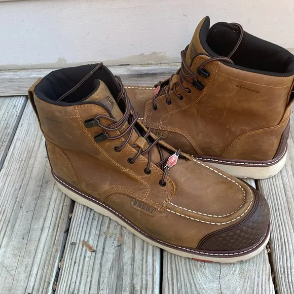 LIKE NEW- BRUNT Men's &quot;The Marin&quot; Leather Soft Toe Construction Boots Si…