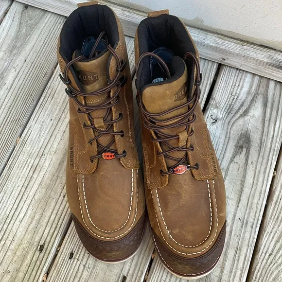 LIKE NEW- BRUNT Men's &quot;The Marin&quot; Leather Soft Toe Construction Boots Si…