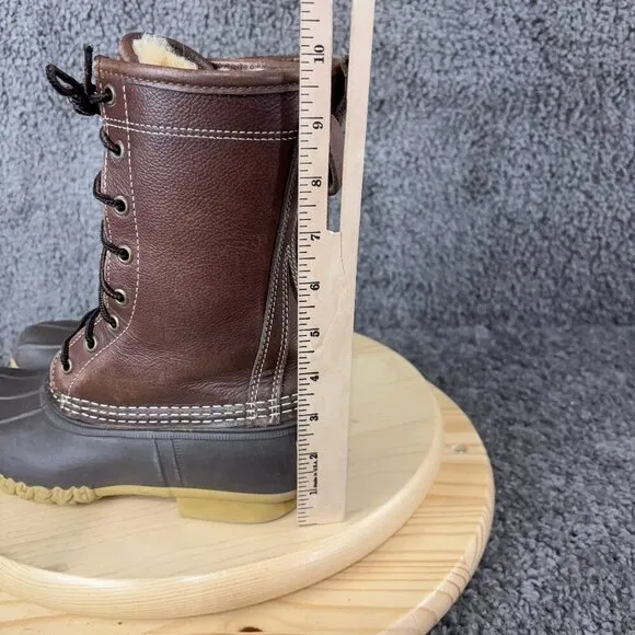 LL Bean Boot Shearling Lined Women 7.5 Waterproof Full Grain Leather Made in USA