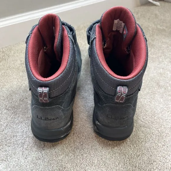 LL Bean Hiking Boots Mens 9 Primaloft 200 Gram Waterproof TEK Gray Hook and Loop