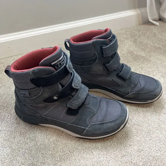 LL Bean Hiking Boots Mens 9 Primaloft 200 Gram Waterproof TEK Gray Hook and Loop