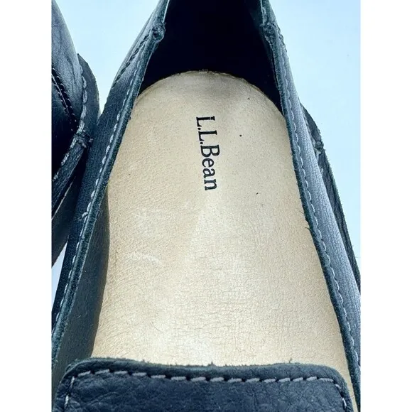 LL Bean Stonington Loafers Casual Slip Ons Women’s 9.5 M Black Leather
