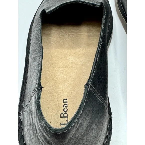 LL Bean Stonington Loafers Casual Slip Ons Women’s 9.5 M Black Leather