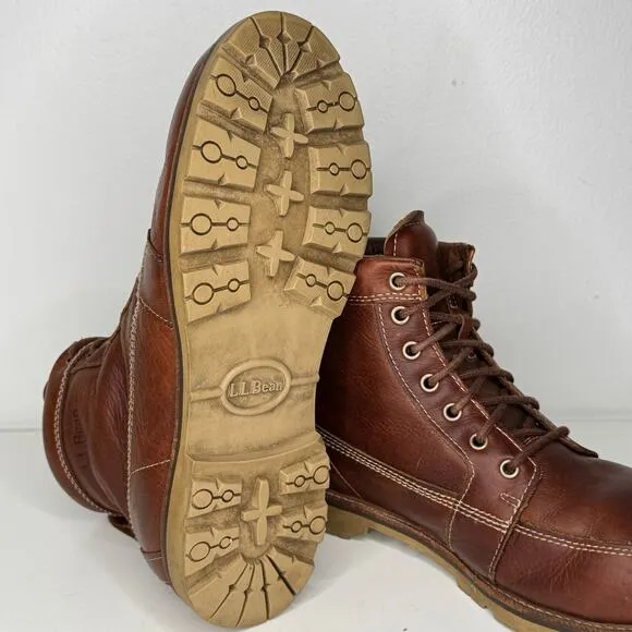 LL Bean Boots Mens Size 10.5 Brown Leather East Point Waterproof Tek 2.0 Moc Toe