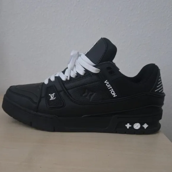 Louis Vuitton Black Sneakers with Durable Rubber Sole