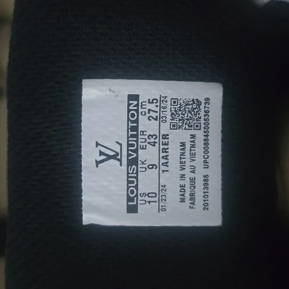 Louis Vuitton Black Sneakers with Durable Rubber Sole