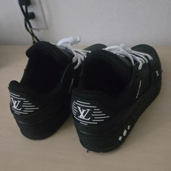 Louis Vuitton Black Sneakers with Durable Rubber Sole