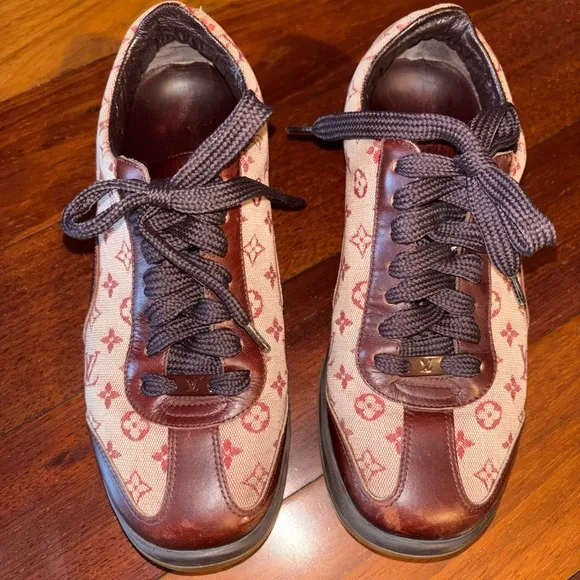 Louis Vuitton Burgandy Mini Lin Sneakers