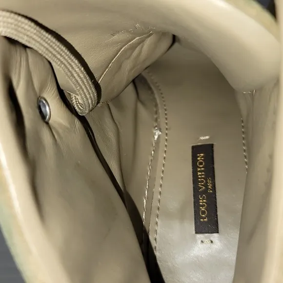 Louis Vuitton Wedge Boot Sneakers Cream/Brown‎ Canvas/Leather Women's 36 (5.5)