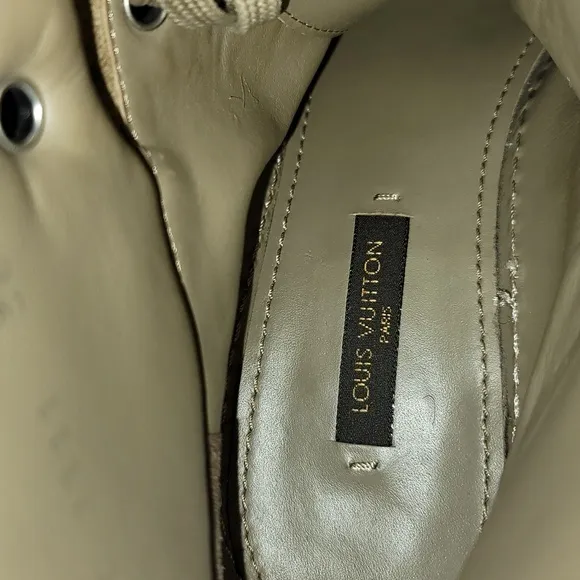 Louis Vuitton Wedge Boot Sneakers Cream/Brown‎ Canvas/Leather Women's 36 (5.5)
