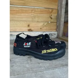 Love‎ Moschino Black Lug Sole Embroidered Sneakers Size 37 6.5 US