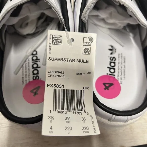 M 4 WMN 5.5 Adidas Originals Superstar Mule Shoes White/Black FX5851 slip on