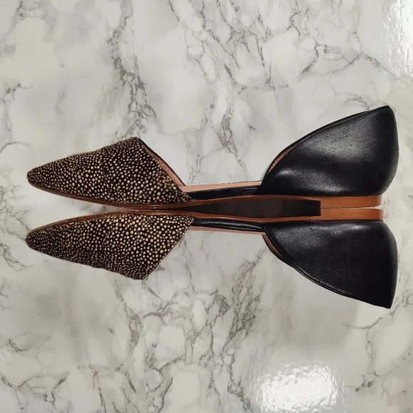 Madewell D'Orsay Dotted Calf Hair Leather Flats Size 7