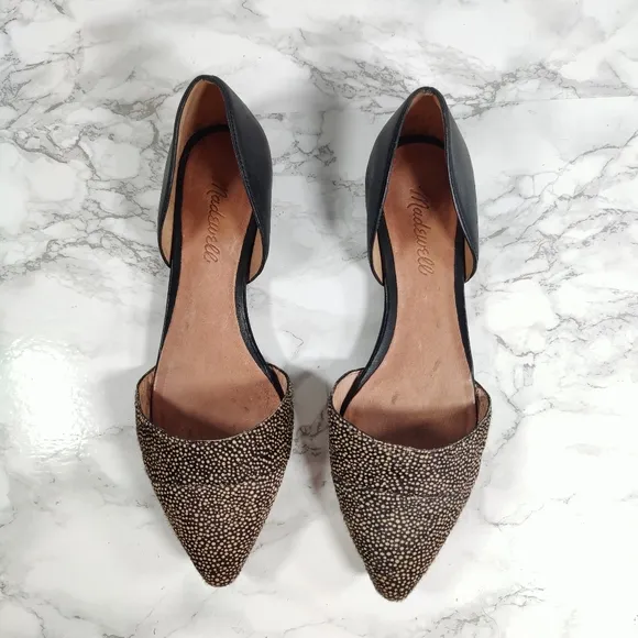 Madewell D'Orsay Dotted Calf Hair Leather Flats Size 7