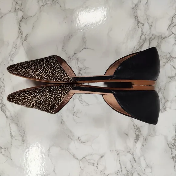 Madewell D'Orsay Dotted Calf Hair Leather Flats Size 7