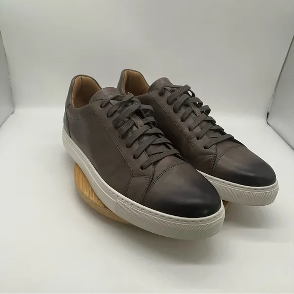 Magnanni Lace Up Sneaker - Gray Leather - Size 13
