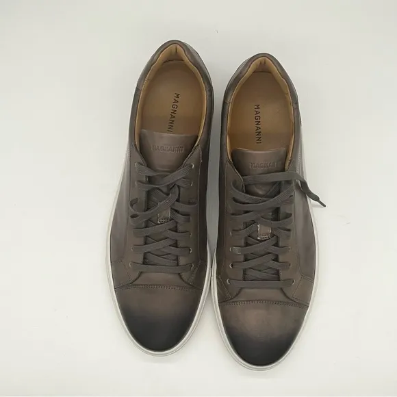 Magnanni Lace Up Sneaker - Gray Leather - Size 13