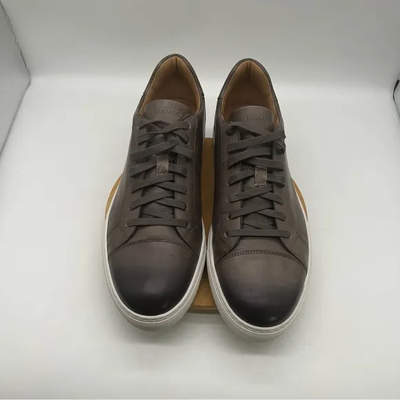 Magnanni Lace Up Sneaker - Gray Leather - Size 13