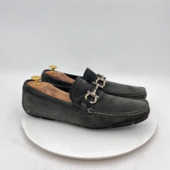 Magnanni Men Size 8D Black Leather Loafer Slip On Horse Bit Driving Casual Shoes