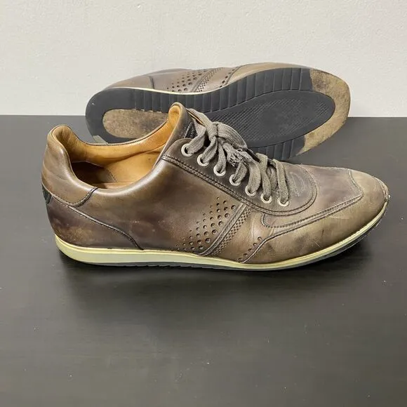 Magnanni Shoes Mens Size 8M Christian 15745 Brown Leather Lace Up Casual Sneaker