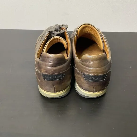 Magnanni Shoes Mens Size 8M Christian 15745 Brown Leather Lace Up Casual Sneaker