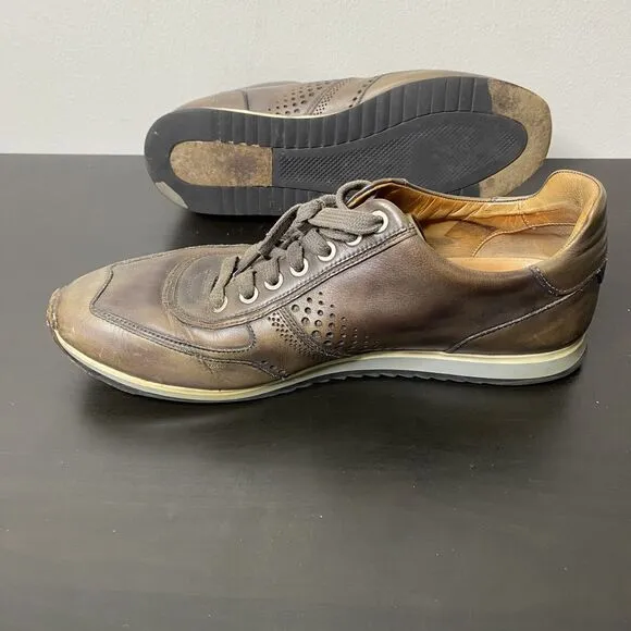 Magnanni Shoes Mens Size 8M Christian 15745 Brown Leather Lace Up Casual Sneaker