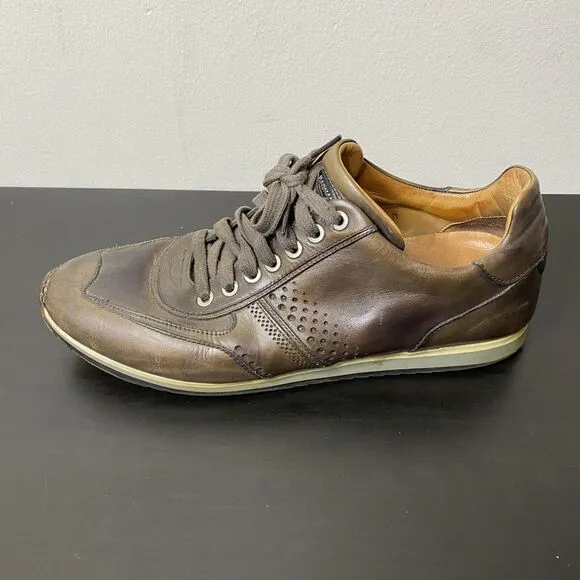 Magnanni Shoes Mens Size 8M Christian 15745 Brown Leather Lace Up Casual Sneaker