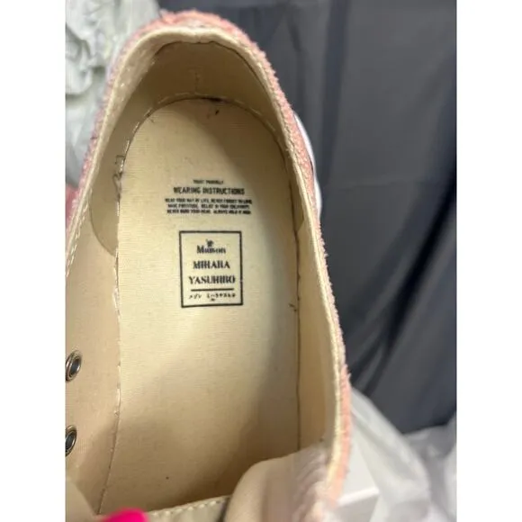 MAISON MIHARA YASUHIRO &quot;PETERSON&quot; OG SOLE CANVAS LOW-TOP SNEAKER (PINK/WHITE)