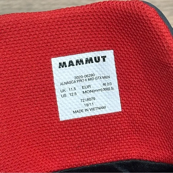 Mammut Alnasca Pro II Mid GTX Mens Approach in Black/Gray/Red - Size 12.5