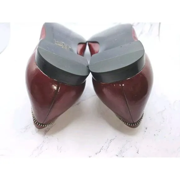 Marc by Marc Jacobs Patent Leather Flats Maroon Zipper Rosettes Moto Shoes 37 7