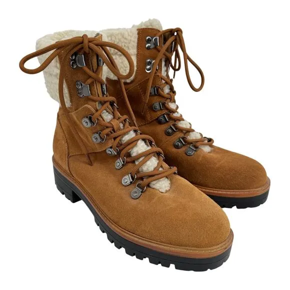 Marc Fisher Isalia Combat Booties Suede Lace Up Ankle Boots Brown Size 9