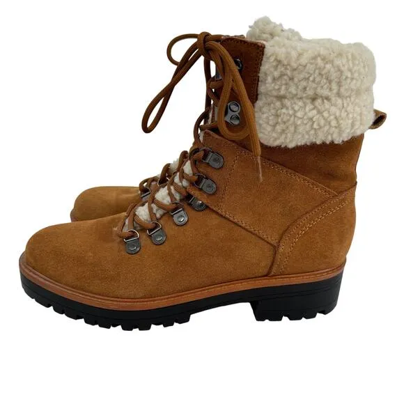 Marc Fisher Isalia Combat Booties Suede Lace Up Ankle Boots Brown Size 9