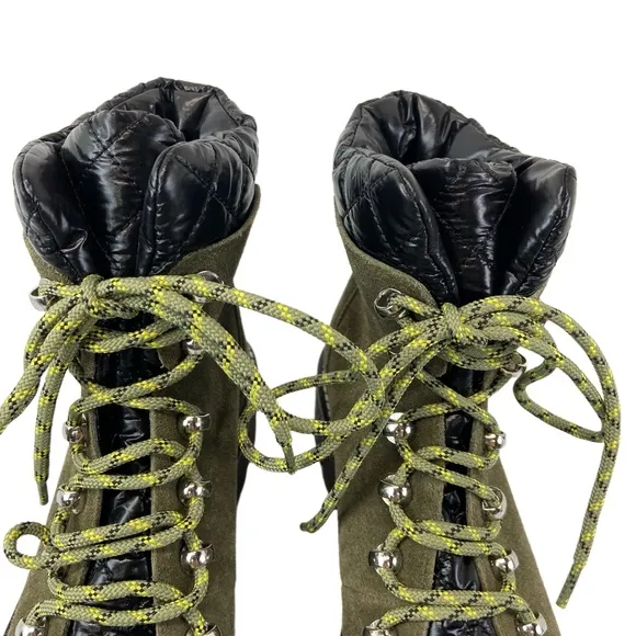 Marc Fisher Womens Size 8.5 Innie Green Hiking Boots Suede Lace-Up Quilted