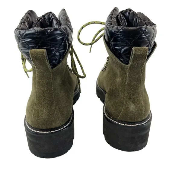 Marc Fisher Womens Size 8.5 Innie Green Hiking Boots Suede Lace-Up Quilted