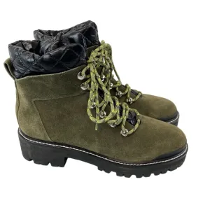 Marc Fisher Womens Size 8.5 Innie Green Hiking Boots Suede Lace-Up Quilted