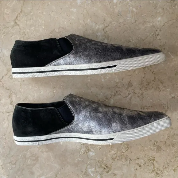 Marc Jacobs Delancey Silver Metallic Slip On Pointed Toe Sneakers, Size 41/US 11