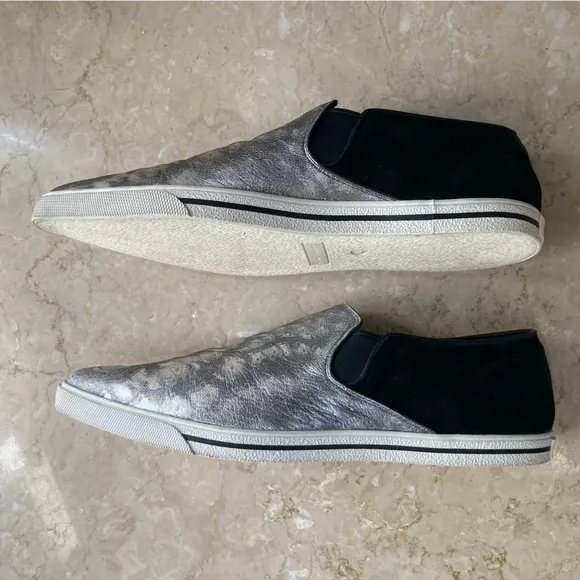 Marc Jacobs Delancey Silver Metallic Slip On Pointed Toe Sneakers, Size 41/US 11