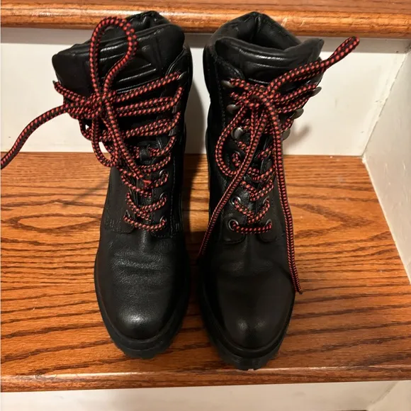MARC JACOBS Women's Crosby Round Toe Leather Platform Hiking Boots black size 7