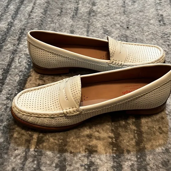 Marc Joseph New York Women's White Leather Penny Loafer Shoes Handcrafted Brazil