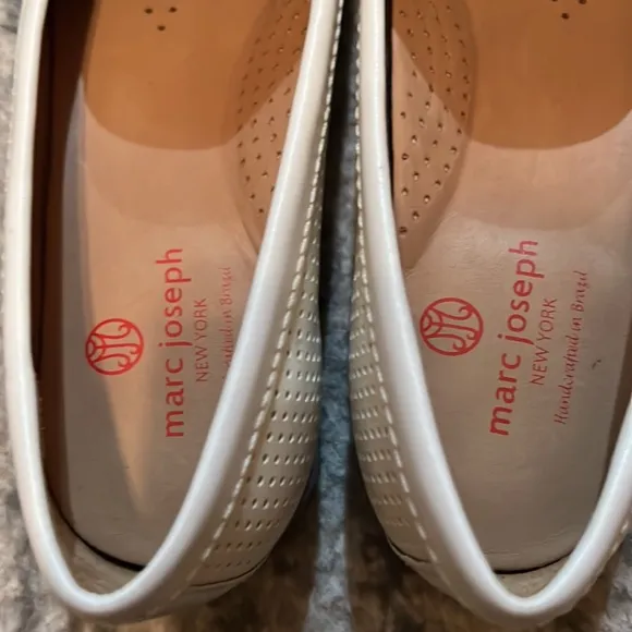 Marc Joseph New York Women's White Leather Penny Loafer Shoes Handcrafted Brazil