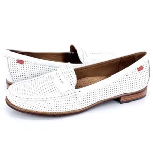 Marc Joseph New York Women's White Leather Penny Loafer Shoes Handcrafted Brazil