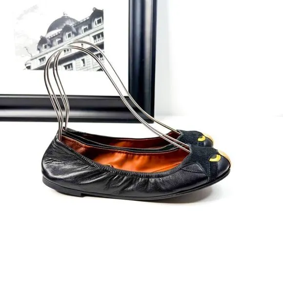 Marc by Marc Jacobs Women's Black Leather Cat Ballet Flats Size 36EU