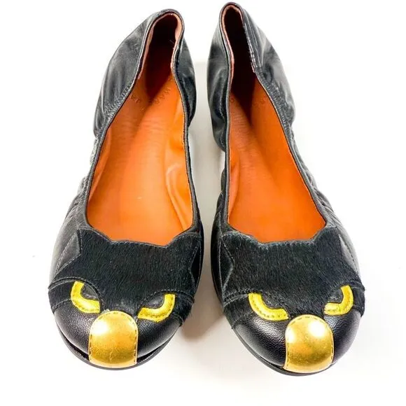 Marc by Marc Jacobs Women's Black Leather Cat Ballet Flats Size 36EU