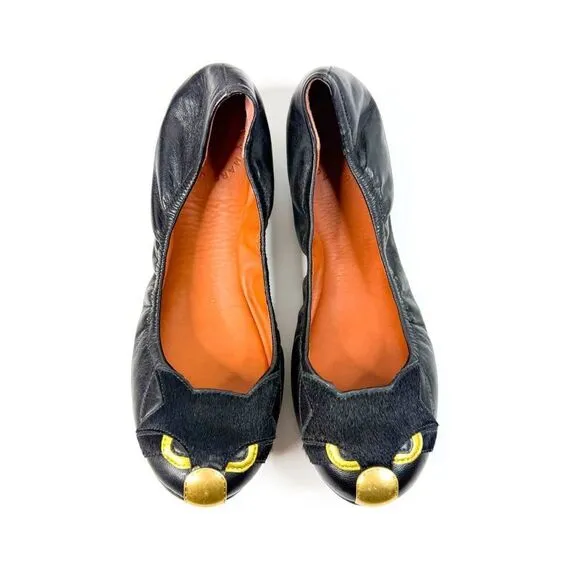 Marc by Marc Jacobs Women's Black Leather Cat Ballet Flats Size 36EU