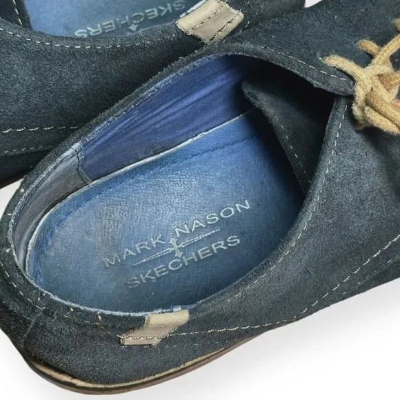 MARK NASON X SKECHERS Navy Blue Oxford Shoes Suede 12 Dress Casual Work Lace Up