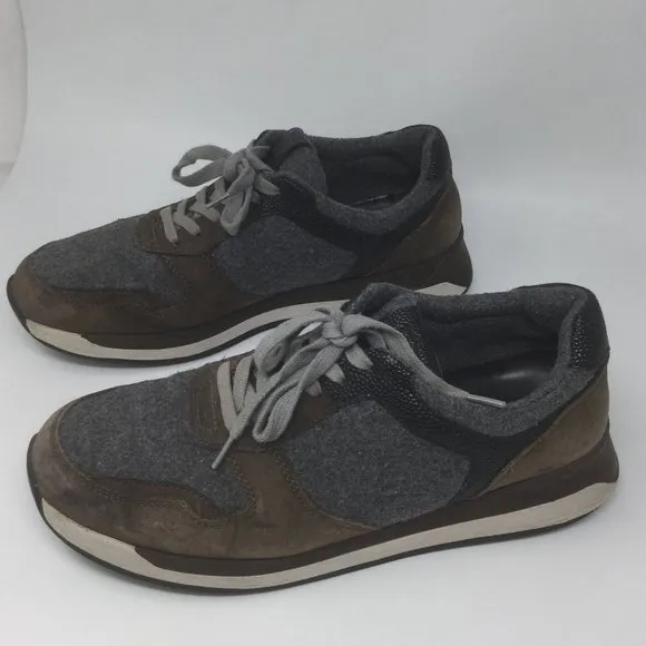 Massimo Dutti Brown Suede Gray Felt Sneakers 40