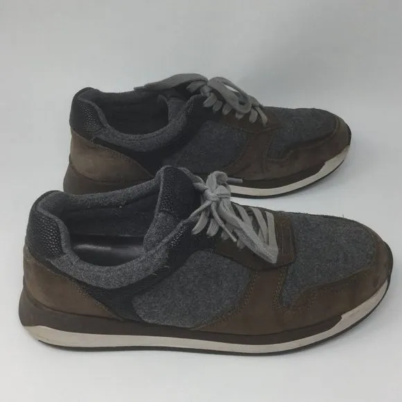 Massimo Dutti Brown Suede Gray Felt Sneakers 40